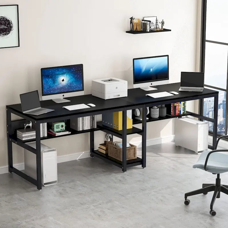 78,7 Bureau double avec étagère, Bureau pour deux personnes