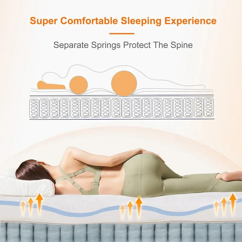 Cadre de lit réglable avec matelas hybride en mousse à mémoire de forme de 35 cm
