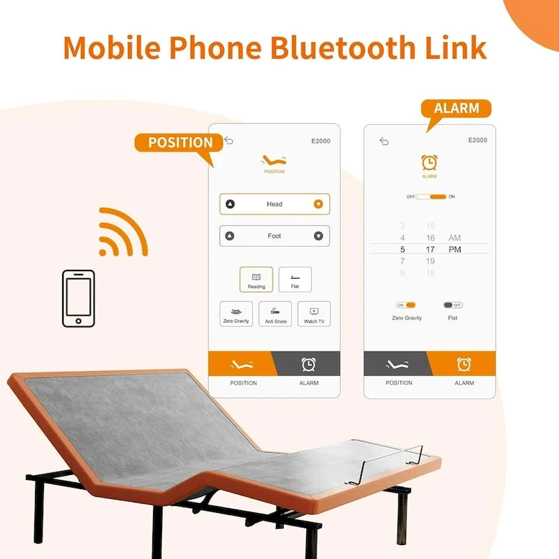 Cadre de lit réglable avec matelas hybride en mousse à mémoire de forme de 35 cm