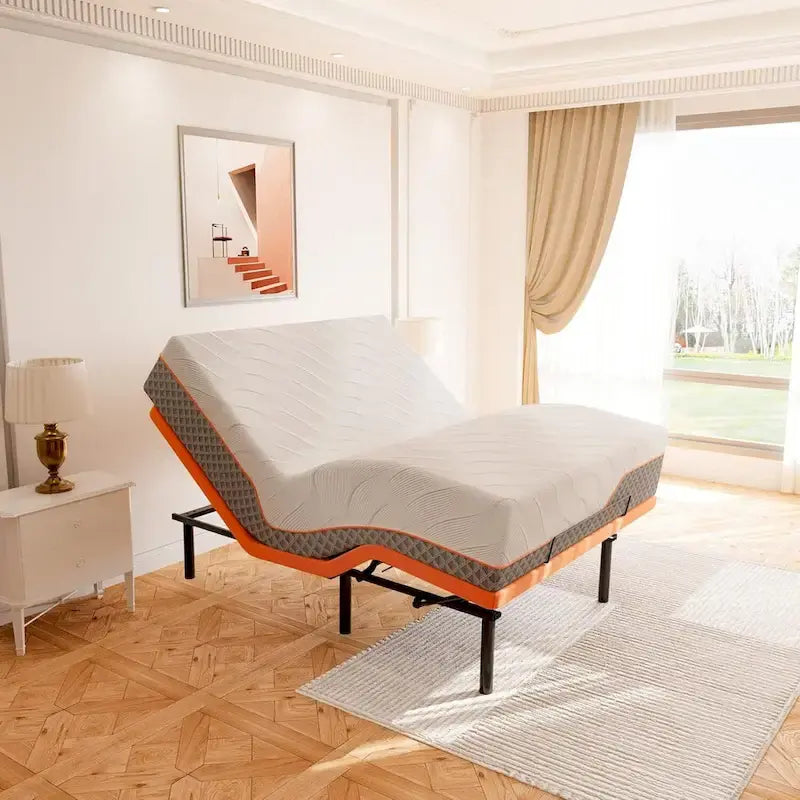 Cadre de lit réglable avec matelas hybride en mousse à mémoire de forme de 35 cm