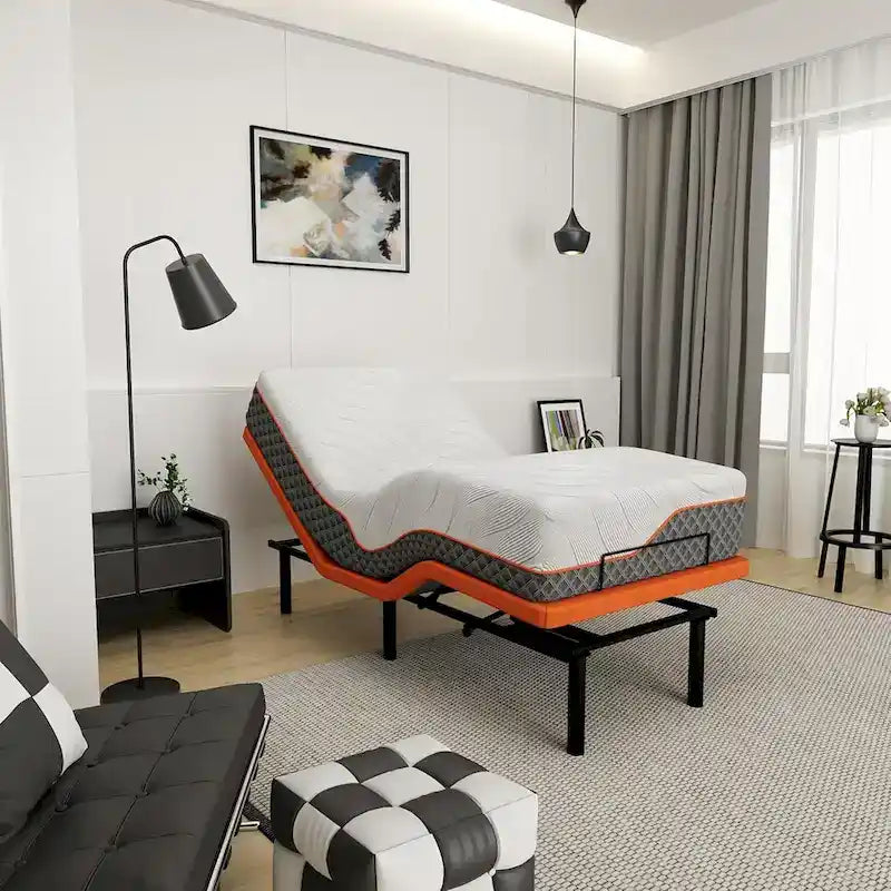 Cadre de lit réglable avec matelas hybride en mousse à mémoire de forme de 35 cm
