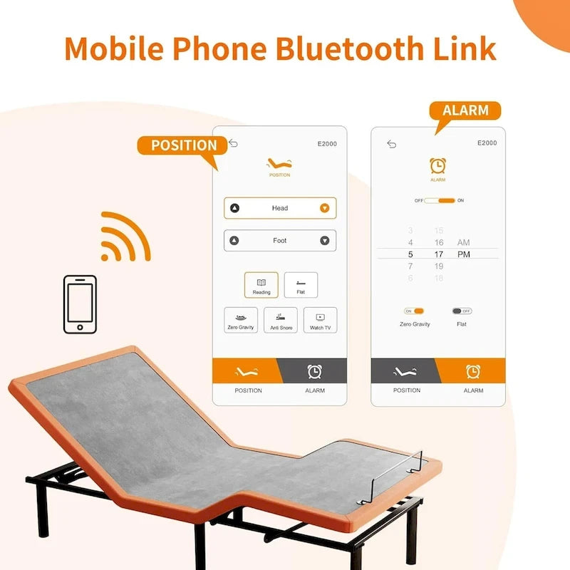 Cadre de lit réglable avec matelas hybride en mousse à mémoire de forme de 35 cm