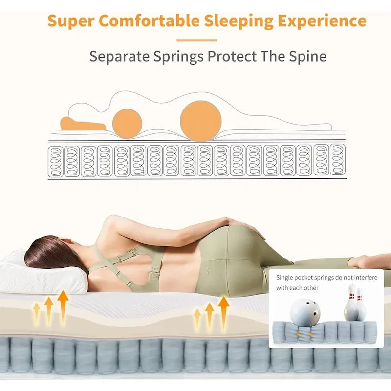 Cadre de lit réglable avec matelas hybride en mousse à mémoire de forme de 35 cm