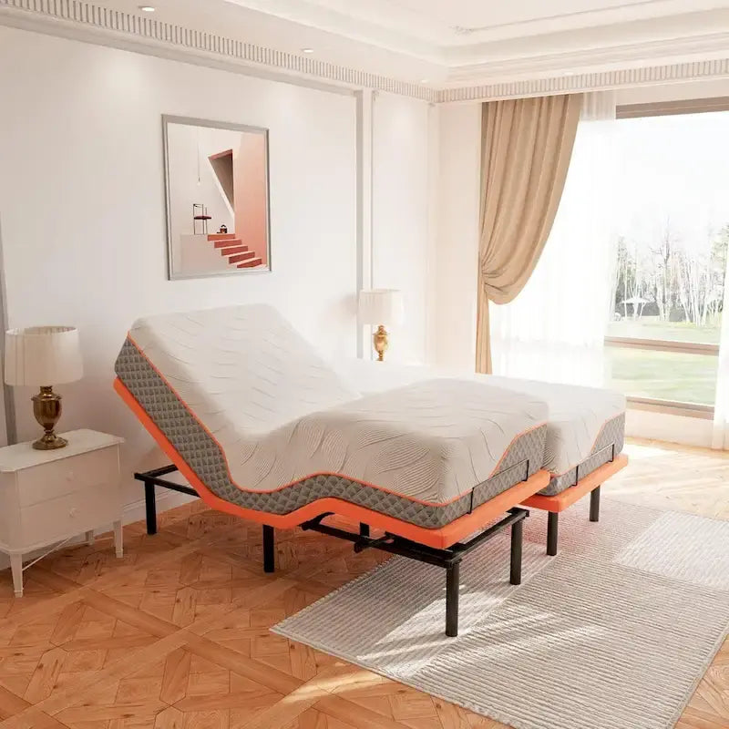 Cadre de lit réglable avec matelas hybride en mousse à mémoire de forme de 35 cm