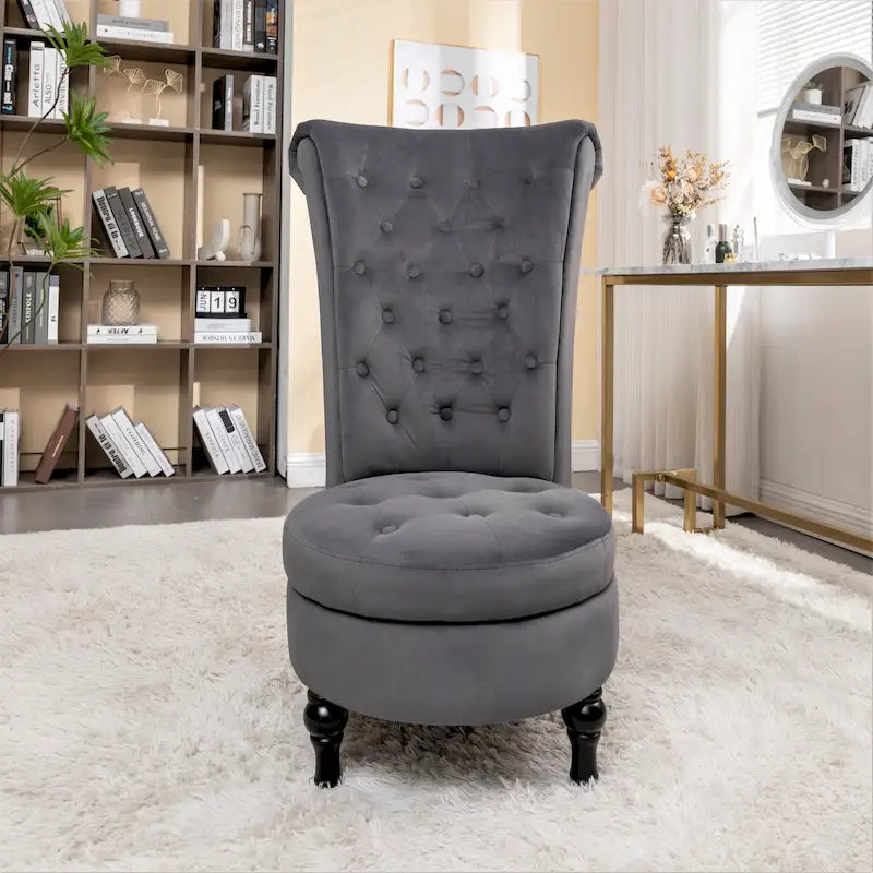 Chaise de coiffeuse à dossier haut en velours, largeur 20 po