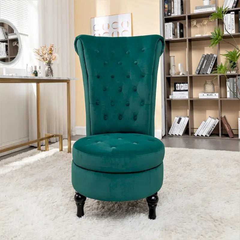Chaise de coiffeuse à dossier haut en velours, largeur 20 po