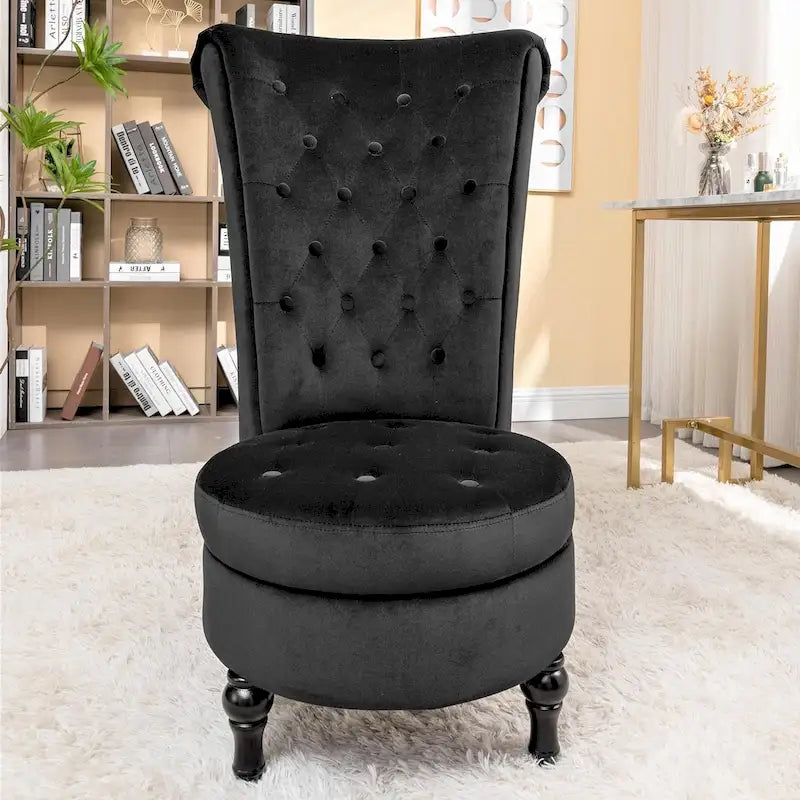 Chaise de coiffeuse à dossier haut en velours, largeur 20 po