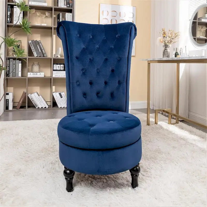 Chaise de coiffeuse à dossier haut en velours, largeur 20 po
