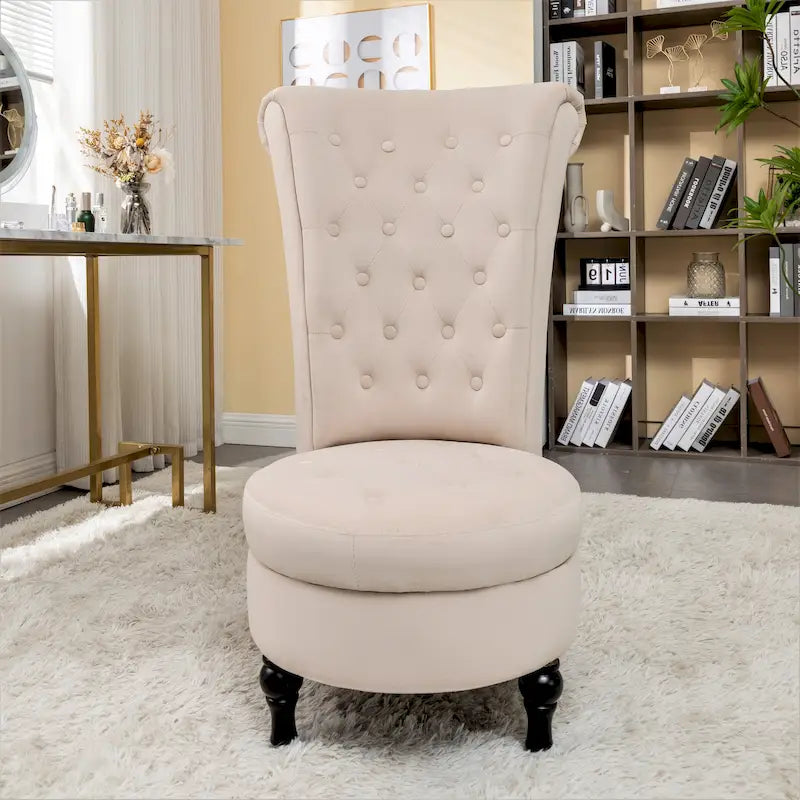 Chaise de coiffeuse à dossier haut en velours, largeur 20 po