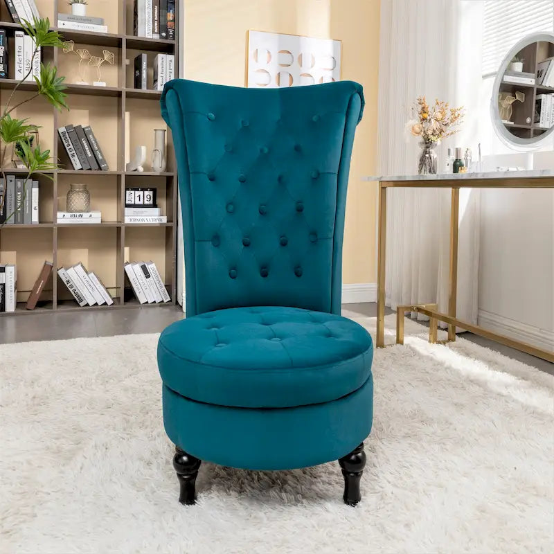 Chaise de coiffeuse à dossier haut en velours, largeur 20 po