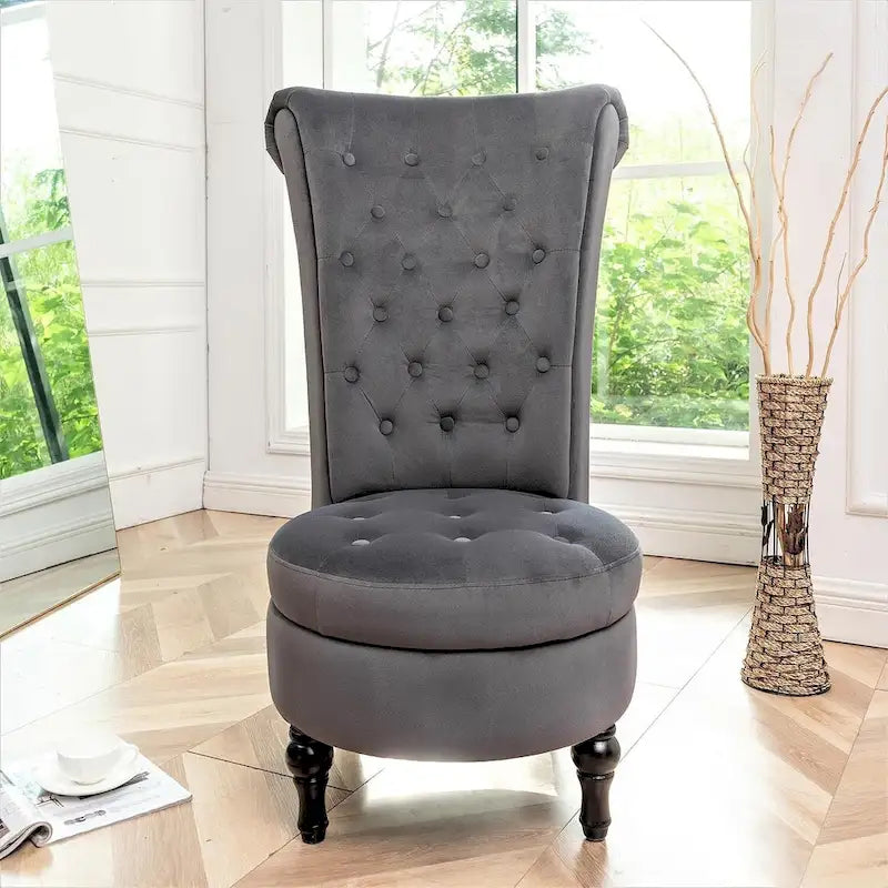 Chaise de coiffeuse à dossier haut en velours, largeur 20 po