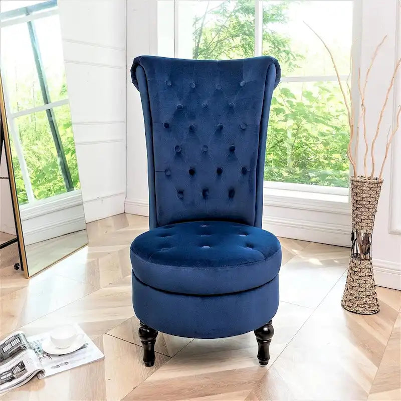 Chaise de coiffeuse à dossier haut en velours, largeur 20 po
