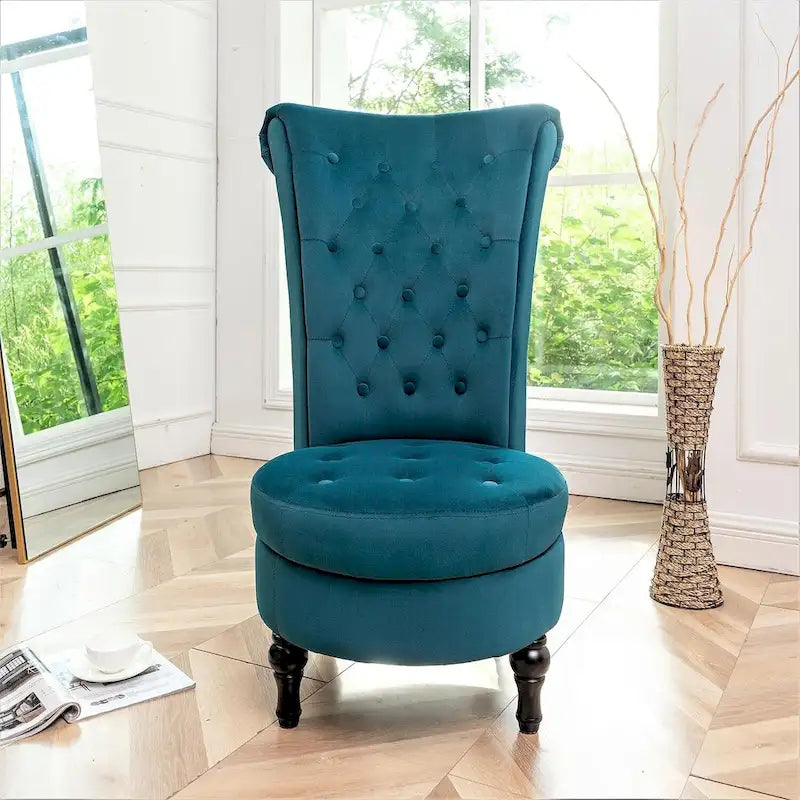 Chaise de coiffeuse à dossier haut en velours, largeur 20 po