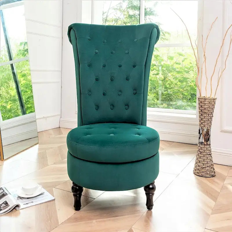 Chaise de coiffeuse à dossier haut en velours, largeur 20 po
