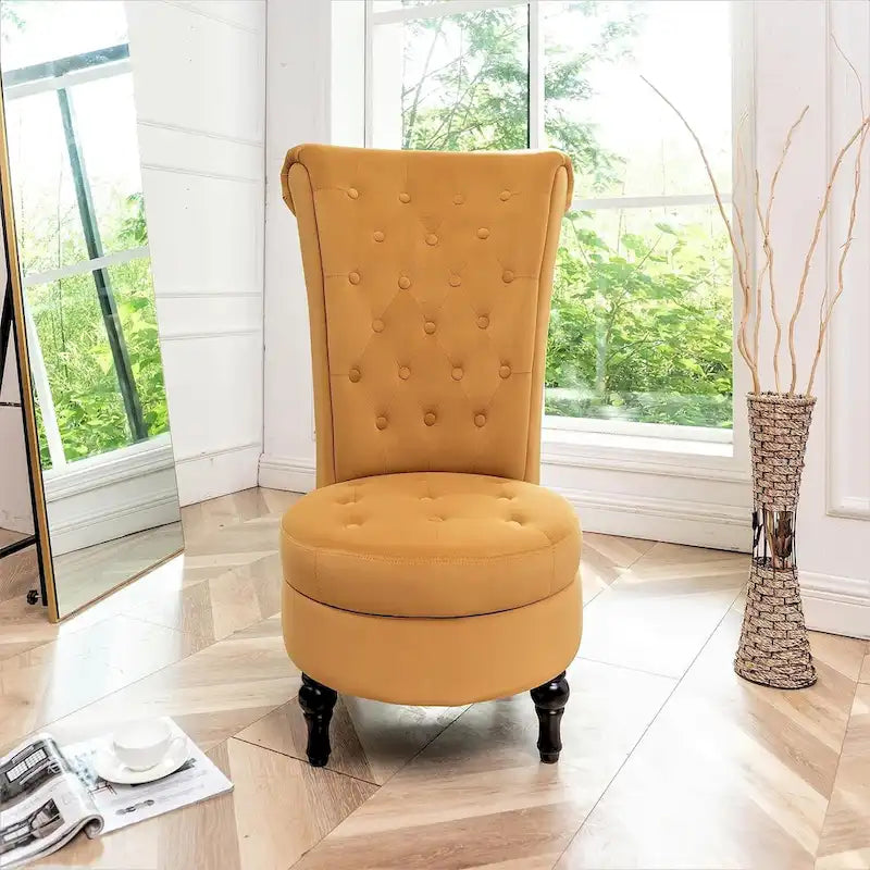 Chaise de coiffeuse à dossier haut en velours, largeur 20 po