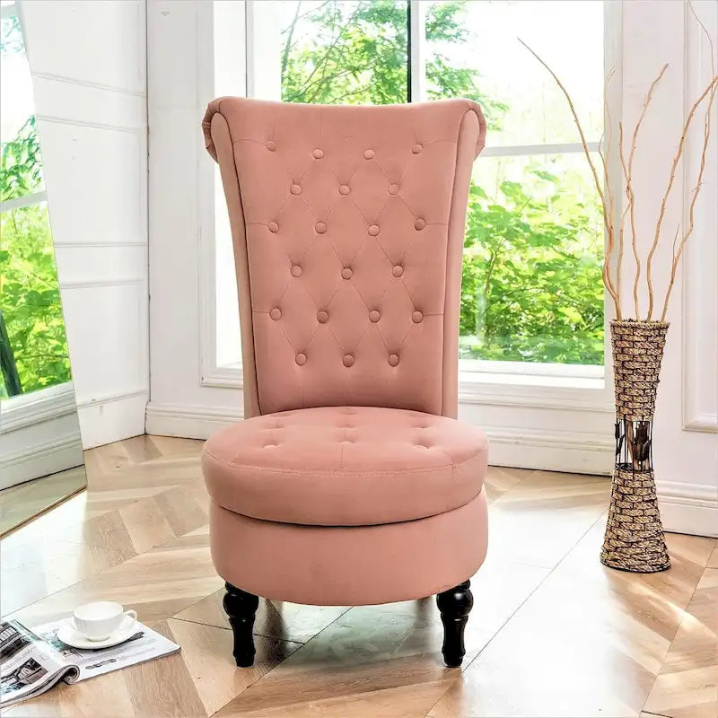 Chaise de coiffeuse à dossier haut en velours, largeur 20 po