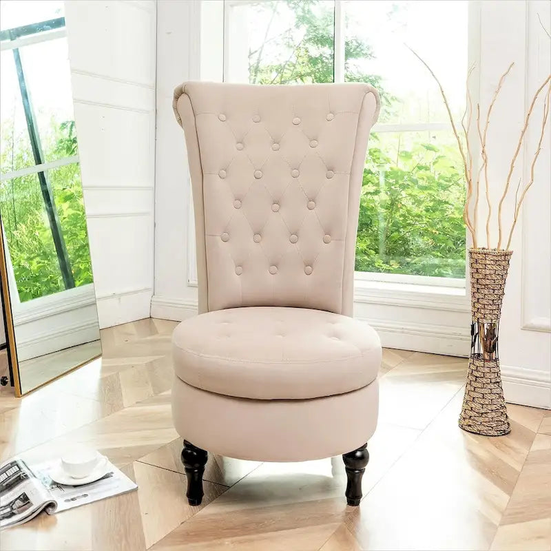 Chaise de coiffeuse à dossier haut en velours, largeur 20 po