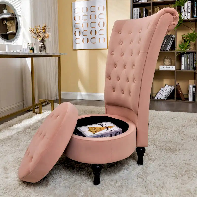 Chaise de coiffeuse à dossier haut en velours, largeur 20 po