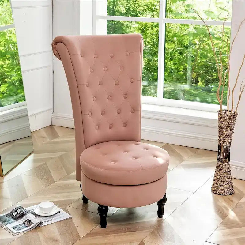 Chaise de coiffeuse à dossier haut en velours, largeur 20 po