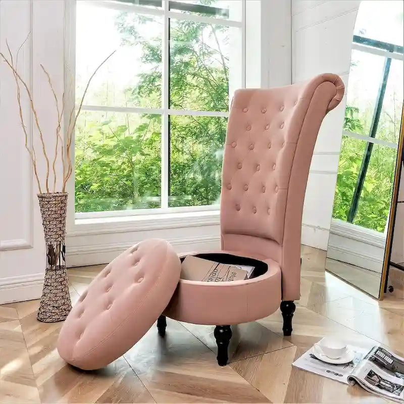 Chaise de coiffeuse à dossier haut en velours, largeur 20 po