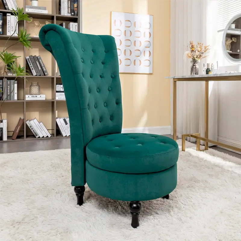 Chaise de coiffeuse à dossier haut en velours, largeur 20 po