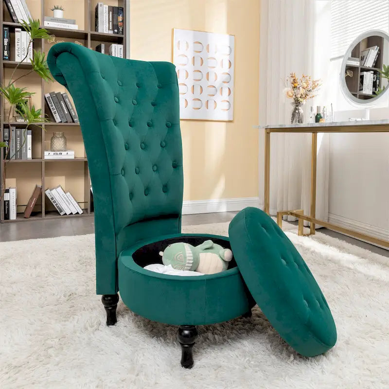 Chaise de coiffeuse à dossier haut en velours, largeur 20 po