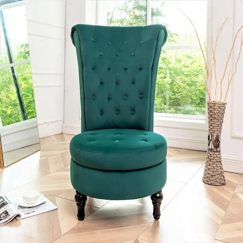 Chaise de coiffeuse à dossier haut en velours, largeur 20 po