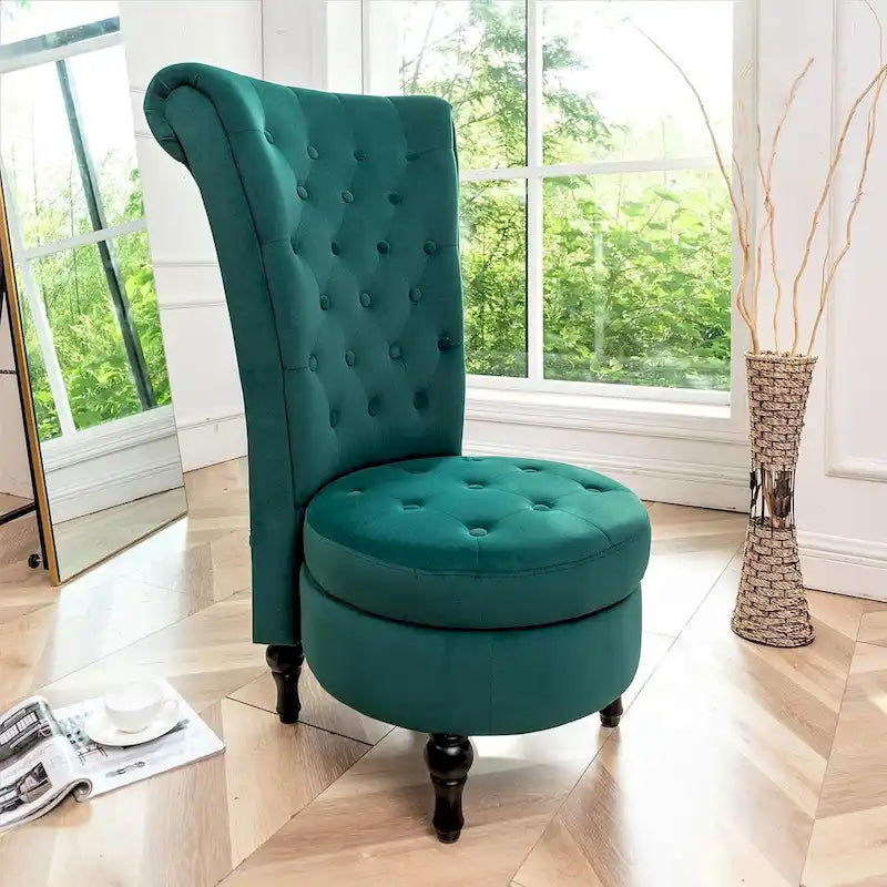 Chaise de coiffeuse à dossier haut en velours, largeur 20 po