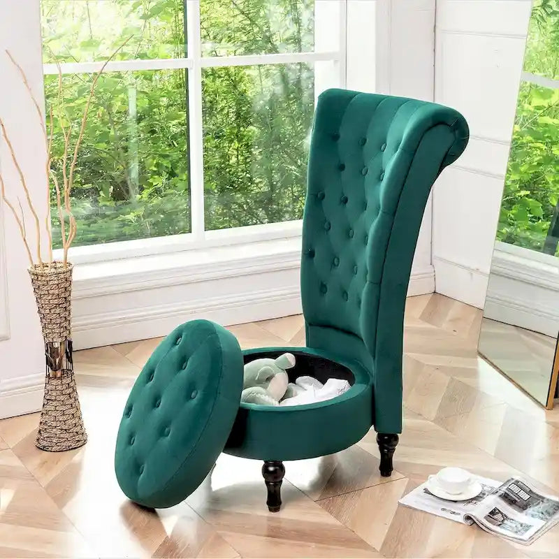 Chaise de coiffeuse à dossier haut en velours, largeur 20 po