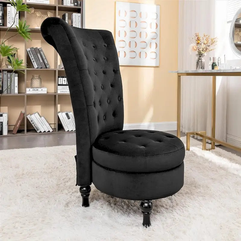 Chaise de coiffeuse à dossier haut en velours, largeur 20 po