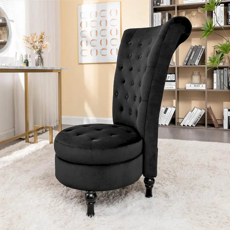 Chaise de coiffeuse à dossier haut en velours, largeur 20 po