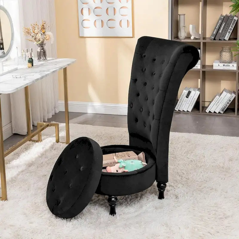 Chaise de coiffeuse à dossier haut en velours, largeur 20 po