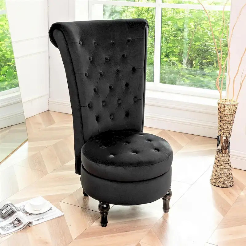 Chaise de coiffeuse à dossier haut en velours, largeur 20 po