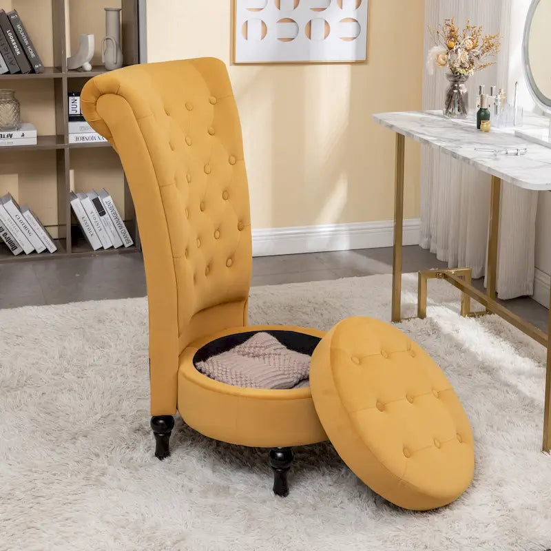 Chaise de coiffeuse à dossier haut en velours, largeur 20 po