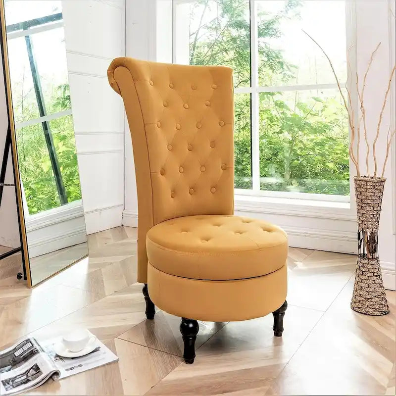 Chaise de coiffeuse à dossier haut en velours, largeur 20 po