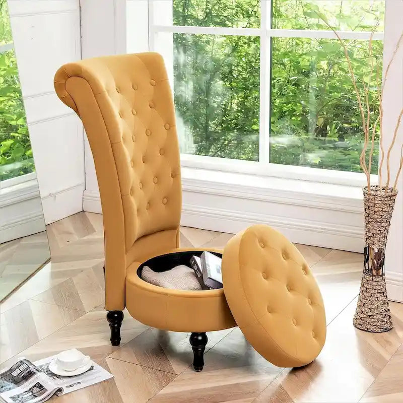Chaise de coiffeuse à dossier haut en velours, largeur 20 po