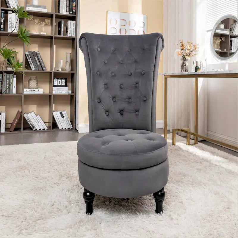 Chaise de coiffeuse à dossier haut en velours, largeur 20 po