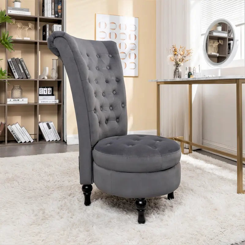 Chaise de coiffeuse à dossier haut en velours, largeur 20 po