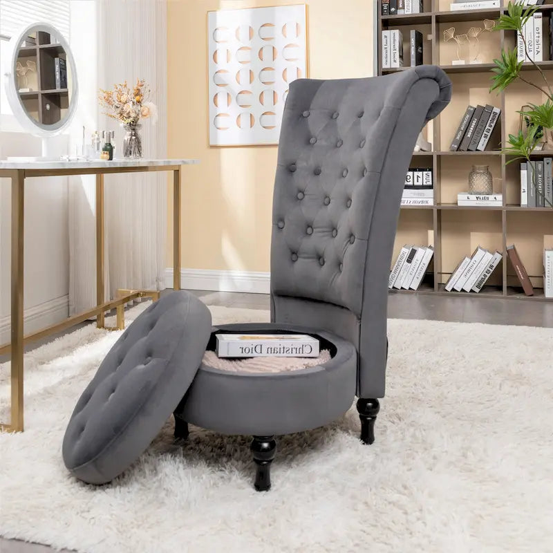 Chaise de coiffeuse à dossier haut en velours, largeur 20 po
