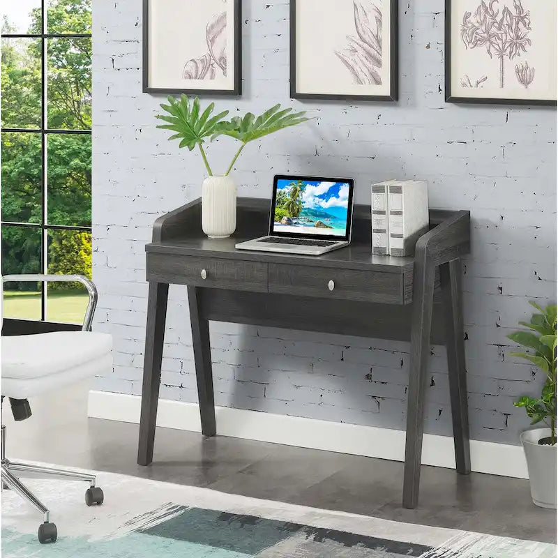 Bureau 2 tiroirs avec étagère