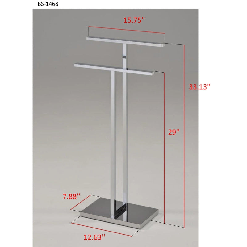 Porte-serviettes de salle de bain autoportant à 2 barres avec base lestée, métal