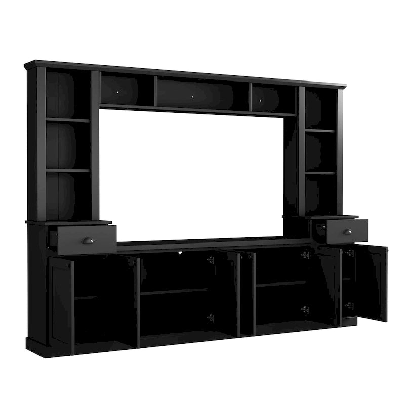 Meuble TV avec pont, meuble TV avec étagères réglables pour téléviseurs jusqu'à 75 pouces, deux consoles multimédia