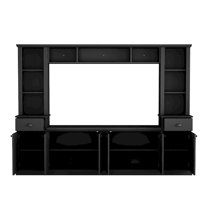 Meuble TV avec pont, meuble TV avec étagères réglables pour téléviseurs jusqu'à 75 pouces, deux consoles multimédia