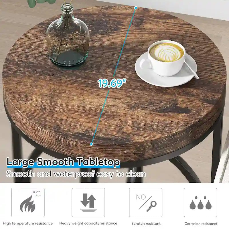 Table d'appoint ronde en bois, marbre blanc, 20 po, avec base en O dorée