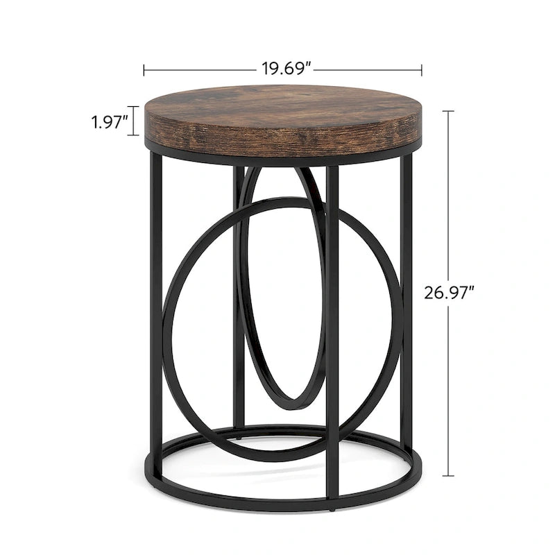 Table d'appoint ronde en bois, marbre blanc, 20 po, avec base en O dorée