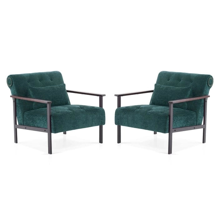 Lot de 2 fauteuils de salon ergonomiques modernes pour salon, chenille