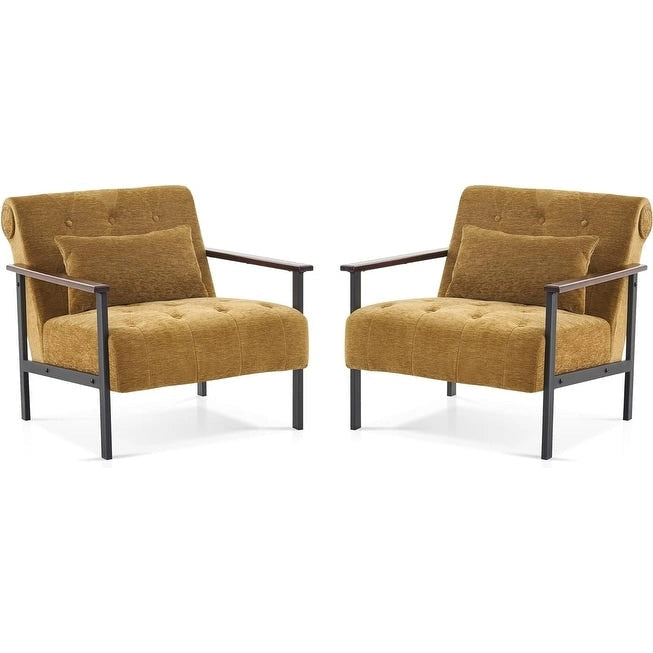 Lot de 2 fauteuils de salon ergonomiques modernes pour salon, chenille