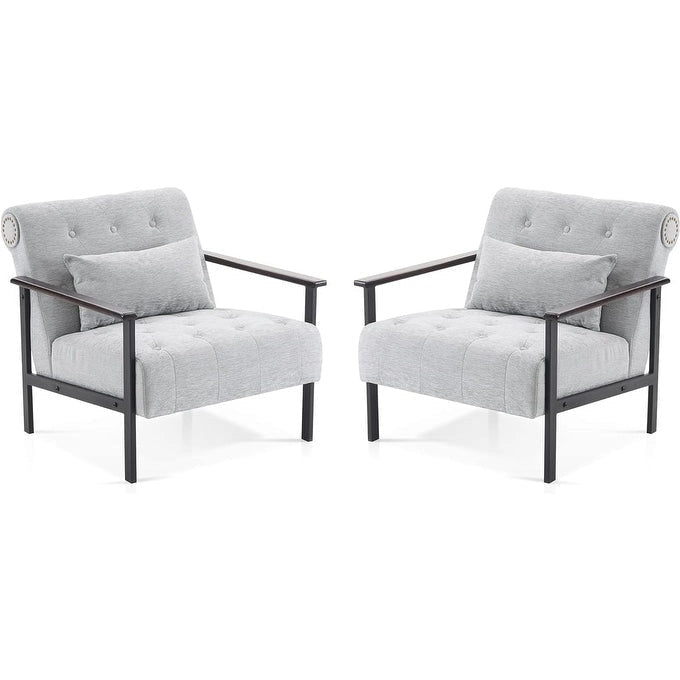 Lot de 2 fauteuils de salon ergonomiques modernes pour salon, chenille