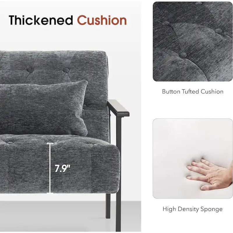 Lot de 2 fauteuils de salon ergonomiques modernes pour salon, chenille
