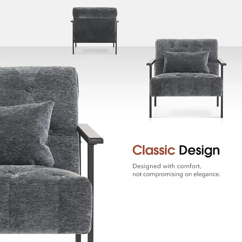 Lot de 2 fauteuils de salon ergonomiques modernes pour salon, chenille